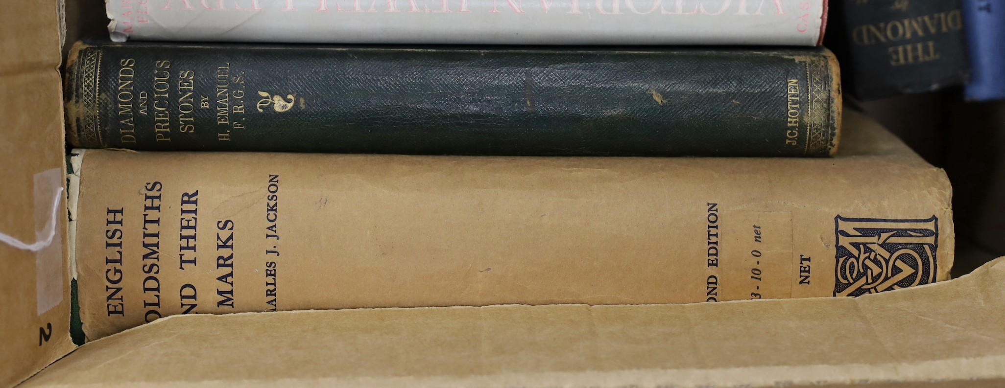Twelve jewellery and silver reference books, including Charles J Jackson, English Goldsmiths and their Marks